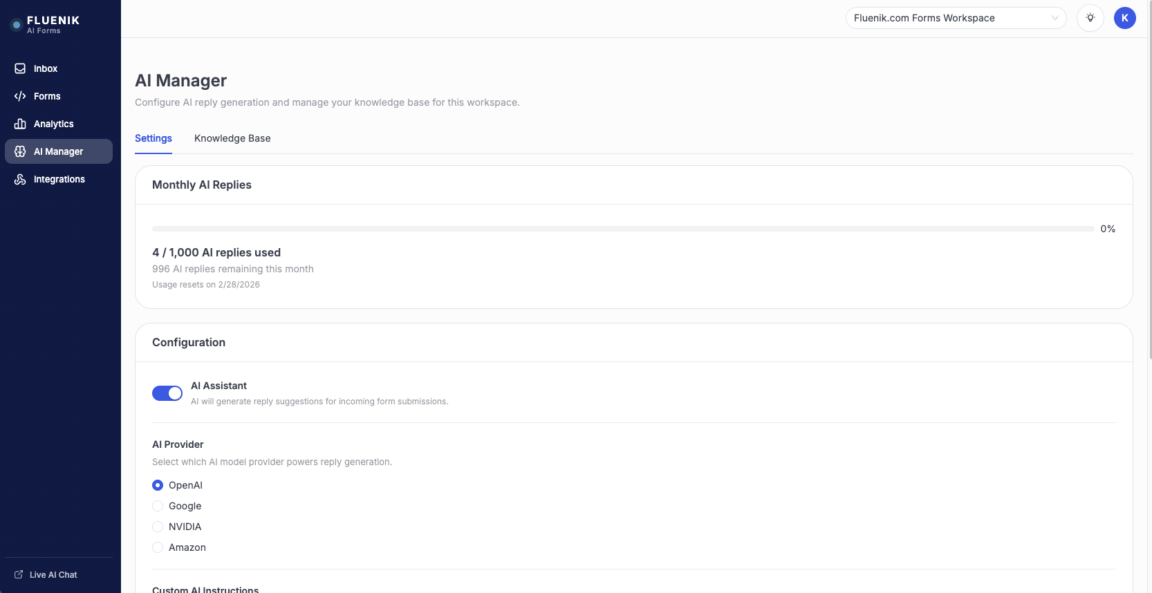 AI Manager — Settings