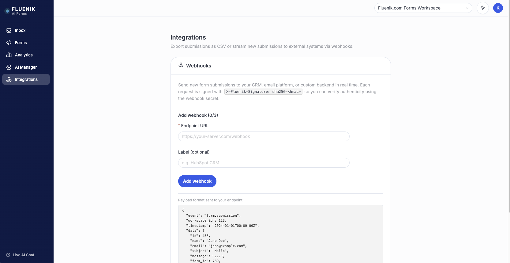 Integrations — Webhooks